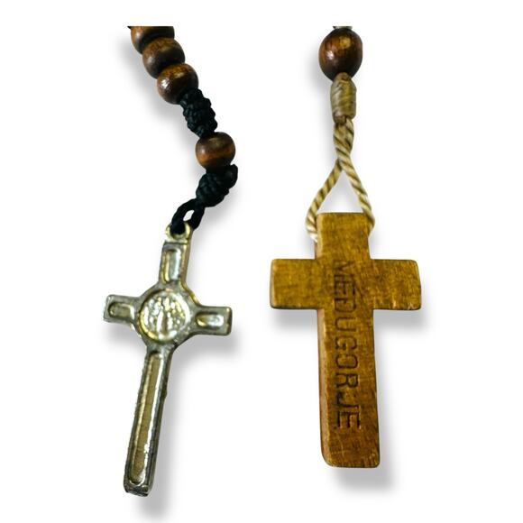 Vintage Wood Rosaries Lot of 2 | Medjugorje Catholic Prayer Beads - Picture 6 of 6